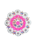 Bright Silver Neon Pink - AB Crystal Conchos - Sizes from 1"- 3" and Buckles
