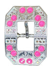 Bright Silver Neon Pink - AB Crystal Conchos - Sizes from 1"- 3" and Buckles