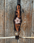 Triple Tone Floral Champagne and Clear Browband / One Ear - Triangle / Gladiator Breastcollar Tack Set 