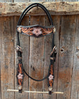 Triple Tone Floral Champagne and Clear Browband / One Ear - Triangle / Gladiator Breastcollar Tack Set 