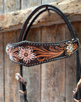 Triple Tone Floral Champagne and Clear Browband / One Ear - Triangle / Gladiator Breastcollar Tack Set 