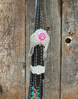 Multi Flower Hot Pink Browband / One Ear - Breastcollar Tack Set 