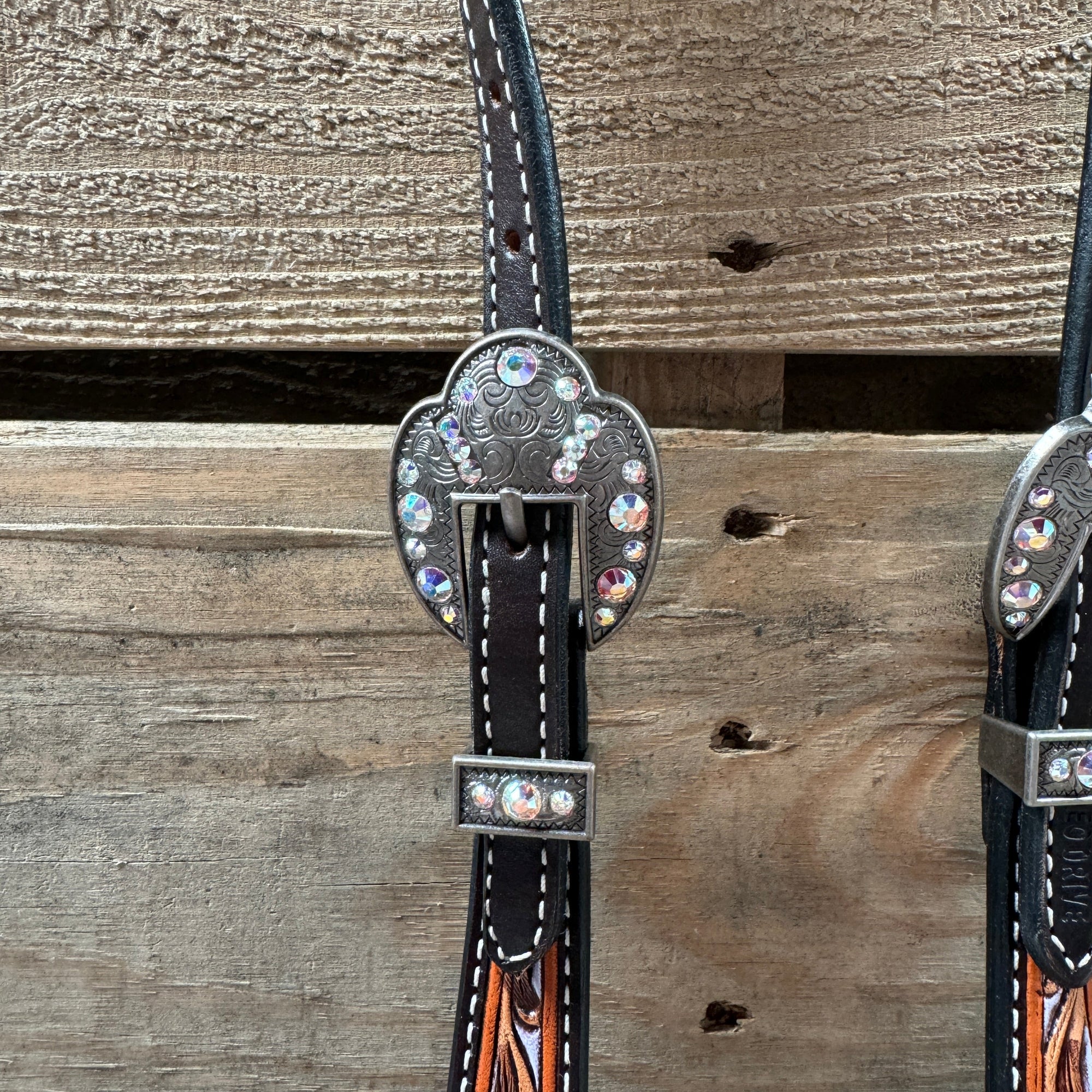Hand Painted Floral AB Browband / One Ear - Breastcollar Tack Set 