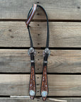 Hand Painted Floral AB Browband / One Ear - Breastcollar Tack Set 