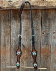 Teal Diamond Topaz and Turquoise Browband / One Ear - Breastcollar Tack Set 