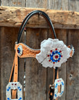 Light Oil Basketweave Patriotic Browband / One Ear Tack Set  