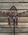 Hand Painted Floral Filigree Browband / One Ear - Breastcollar Tack Set 