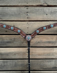Hand Painted Floral Filigree Browband / One Ear - Breastcollar Tack Set 