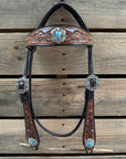 Hand Painted Floral Filigree Browband / One Ear - Breastcollar Tack Set 