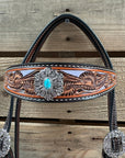 Hand Painted Floral Filigree Browband / One Ear - Breastcollar Tack Set 