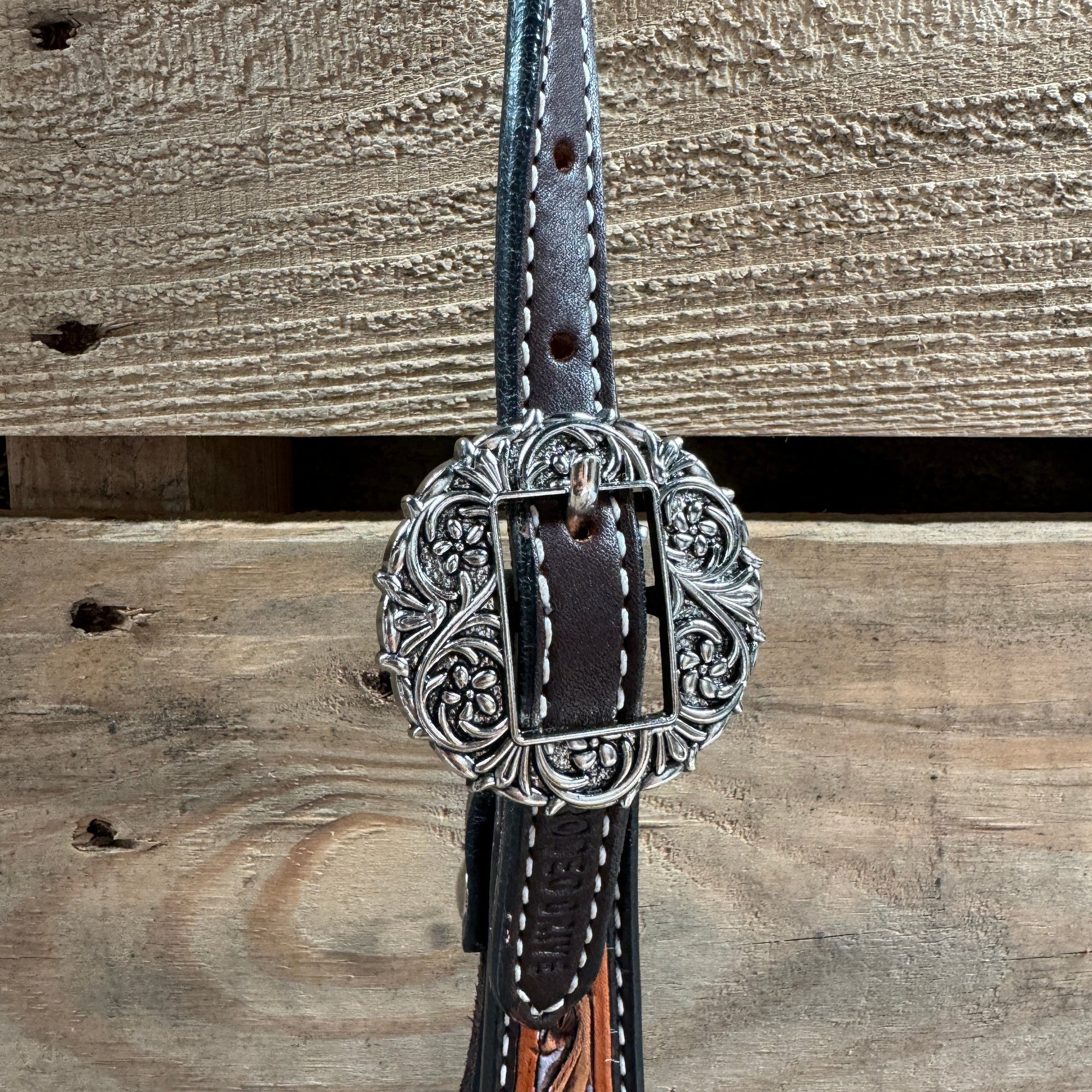 Hand Painted Floral Filigree Browband / One Ear - Breastcollar Tack Set 