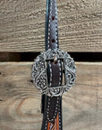 Hand Painted Floral Filigree Browband / One Ear - Breastcollar Tack Set 