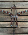 Hand Painted Floral Filigree Browband / One Ear - Breastcollar Tack Set 