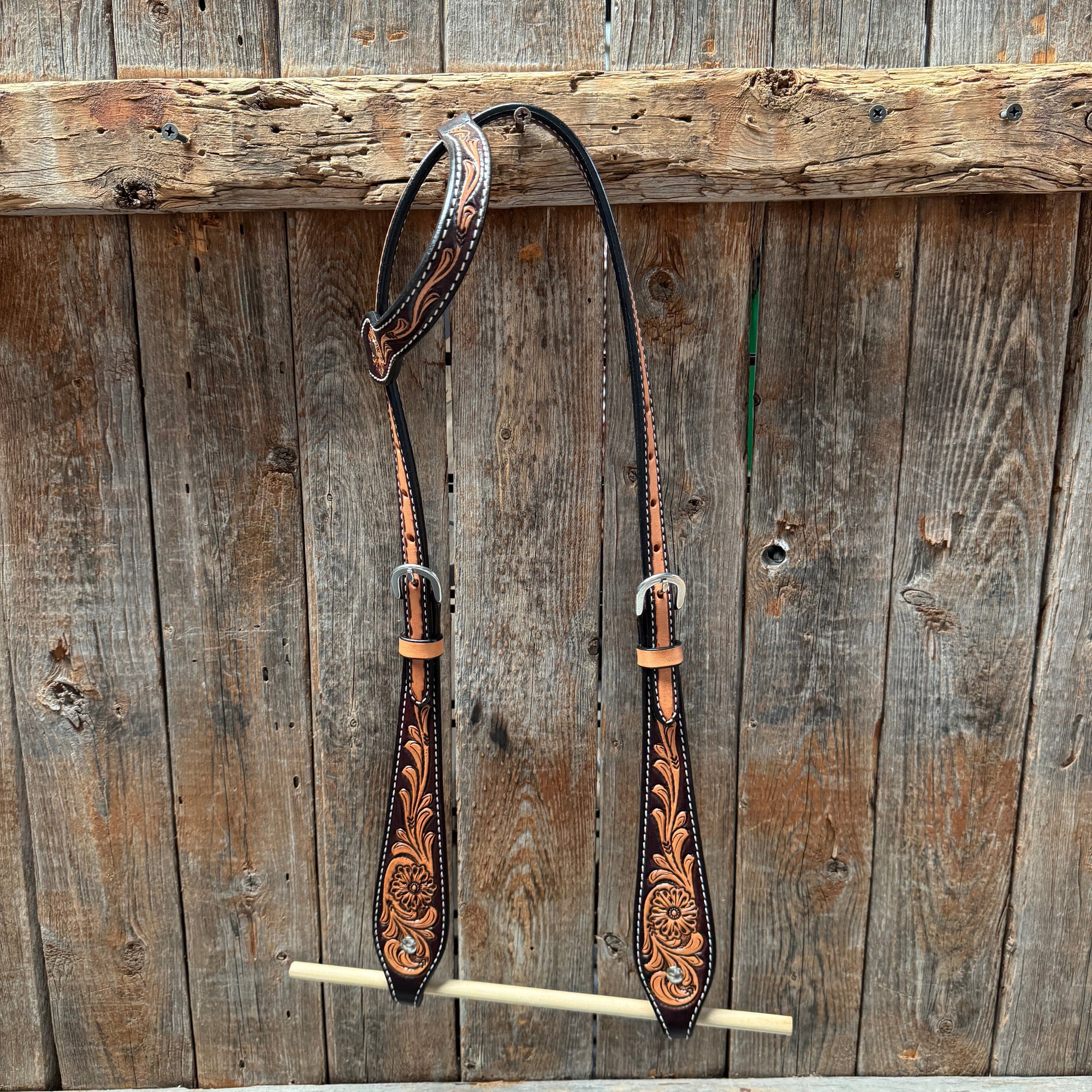 Two Tone Floral One Ear Headstall / Bridle 