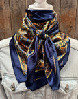 35X35" Blue and Orange Paisley Wild Rag / Scarf WR3449