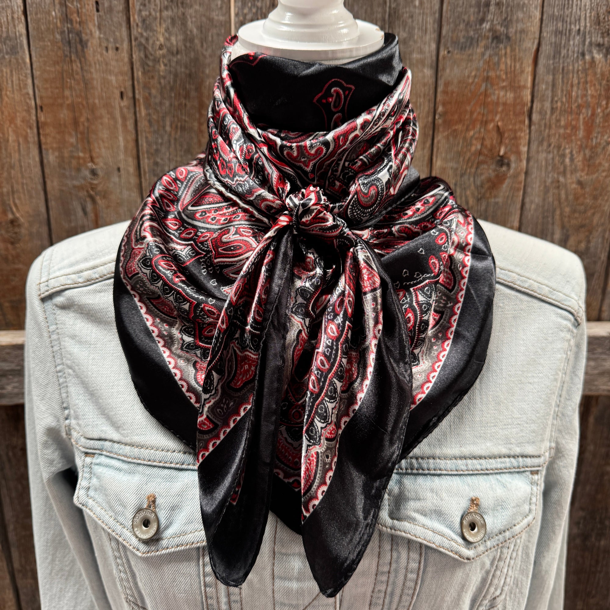 35X35" Black and Red Paisley Wild Rag / Scarf WR3450