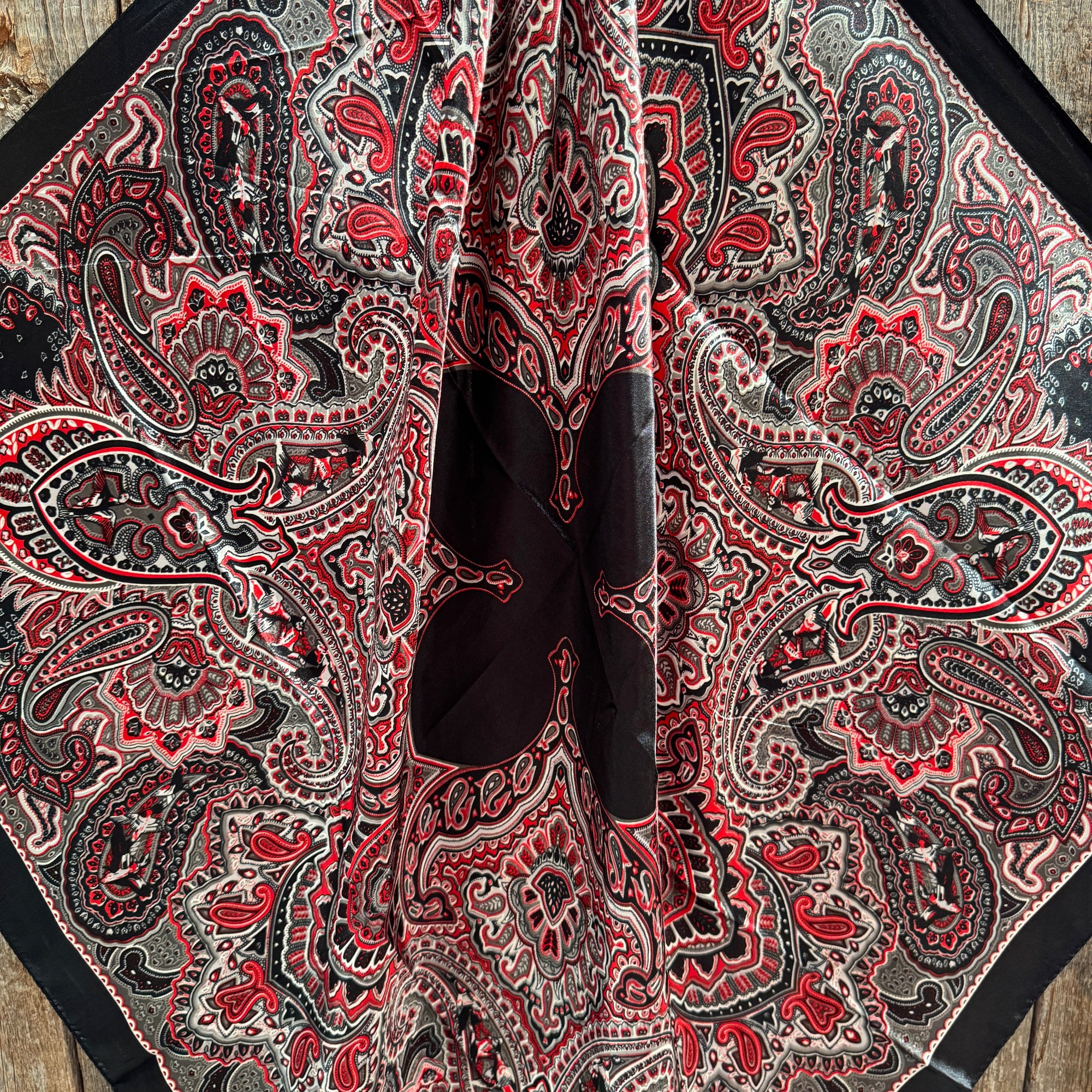 35X35" Black and Red Paisley Wild Rag / Scarf WR3450