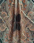 35X35" Olive Green and Orange Paisley Wild Rag / Scarf WR3451