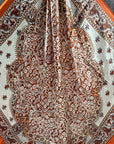 35X35" Orange, Brown and Cream Floral Wild Rag / Scarf WR3456