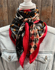 35X35" Red and Black Multi Patterned Wild Rag / Scarf WR3460