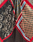 35X35" Red and Black Multi Patterned Wild Rag / Scarf WR3460