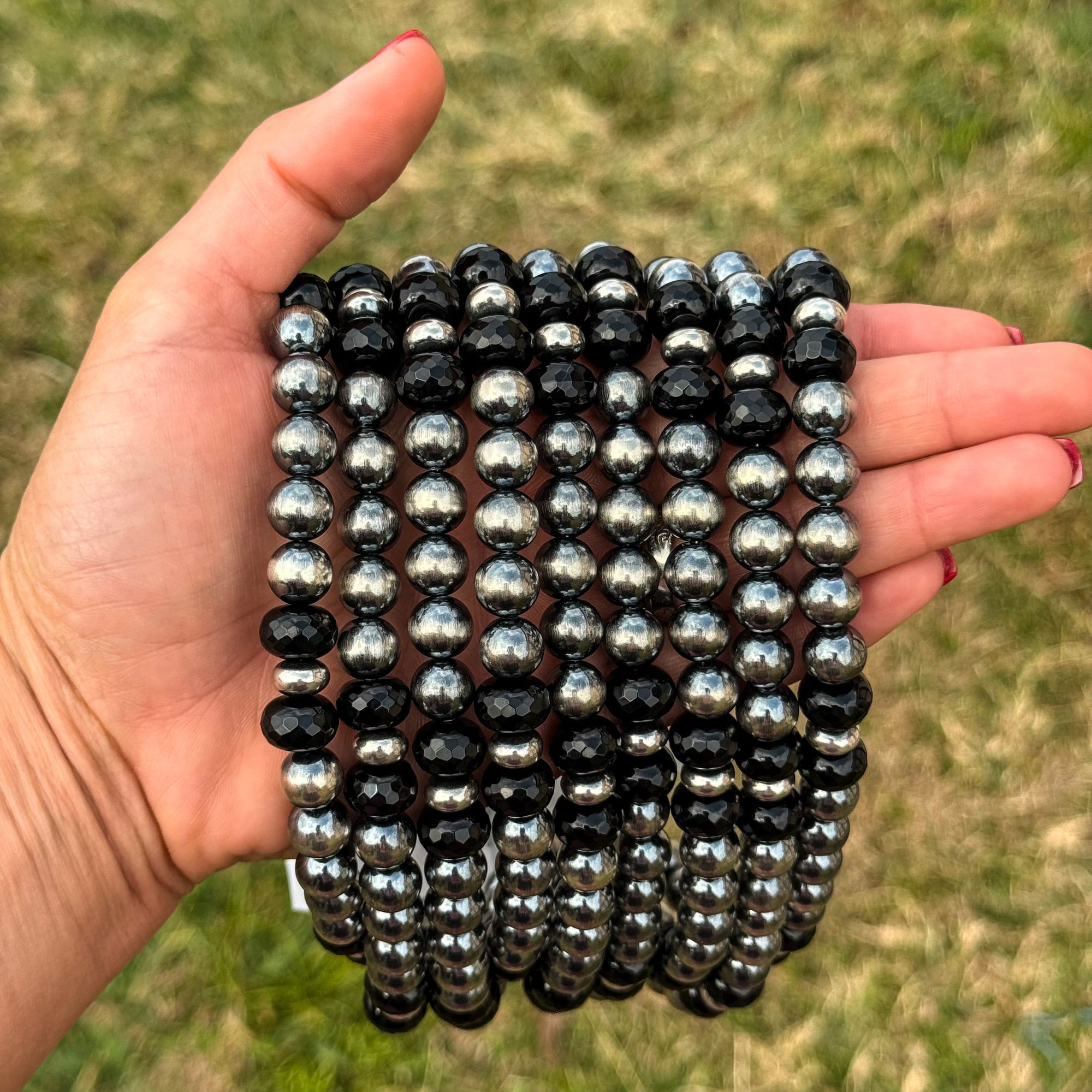 Black Onyx &amp; Sterling Silver Pearl Choker – 14”