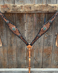 Two Tone Floral Western Turquoise Flower Browband / One Ear Tack Set 