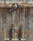 Two Tone Floral Jet, Champagne and Topaz Browband / One Ear Tack Set 