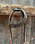 Two Tone Floral Jet, Champagne and Topaz Browband / One Ear Tack Set 