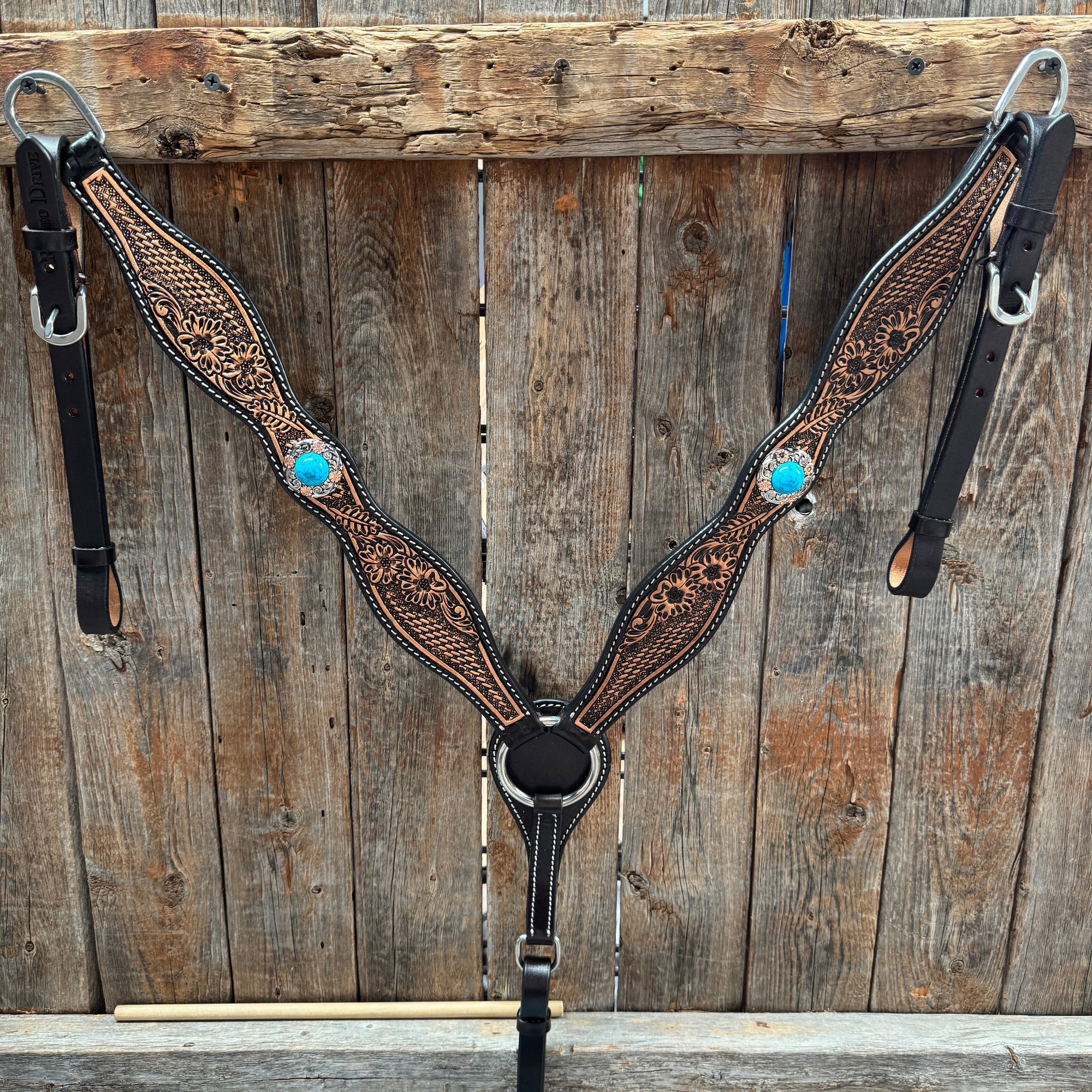 Two Tone Floral and Basketweave Western Browband Tack Set 
