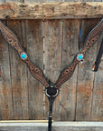 Two Tone Floral and Basketweave Western Browband Tack Set 