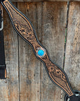 Two Tone Floral and Basketweave Western Browband Tack Set 
