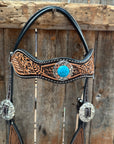 Two Tone Floral and Basketweave Western Browband Tack Set 