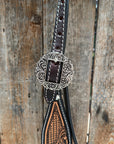 Two Tone Floral and Basketweave Western Browband Tack Set 