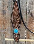 Two Tone Floral and Basketweave Western Browband Tack Set 