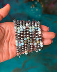 Sterling Silver & Larimar Bracelet  – 6 mm Beads