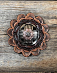 Antique Silver with Copper Flower Western Concho W217