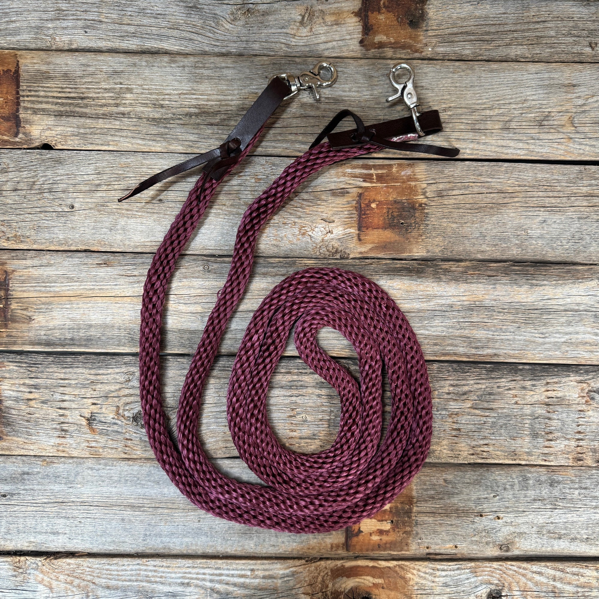 Burgundy Nylon Barrel Racing Reins 