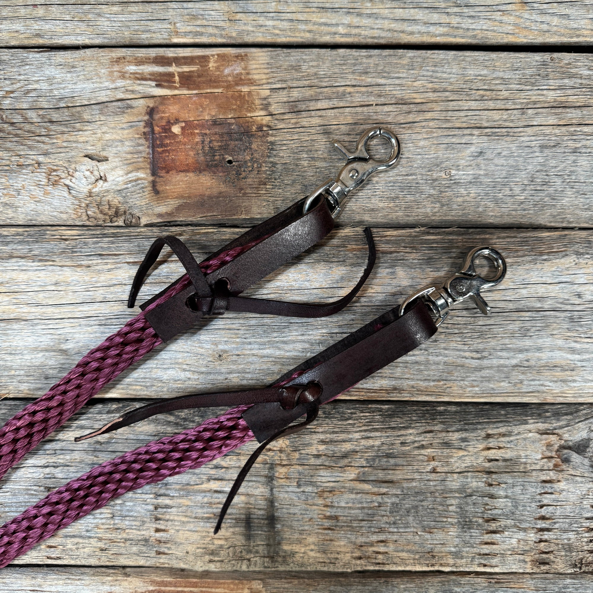 Burgundy Nylon Barrel Racing Reins 
