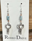 Turquoise Color Stone Spur Dangling Earrings