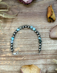 Sterling Silver & Larimar Bracelet  – 6 mm Beads