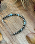 Sterling Silver & Larimar Bracelet  – 6 mm Beads