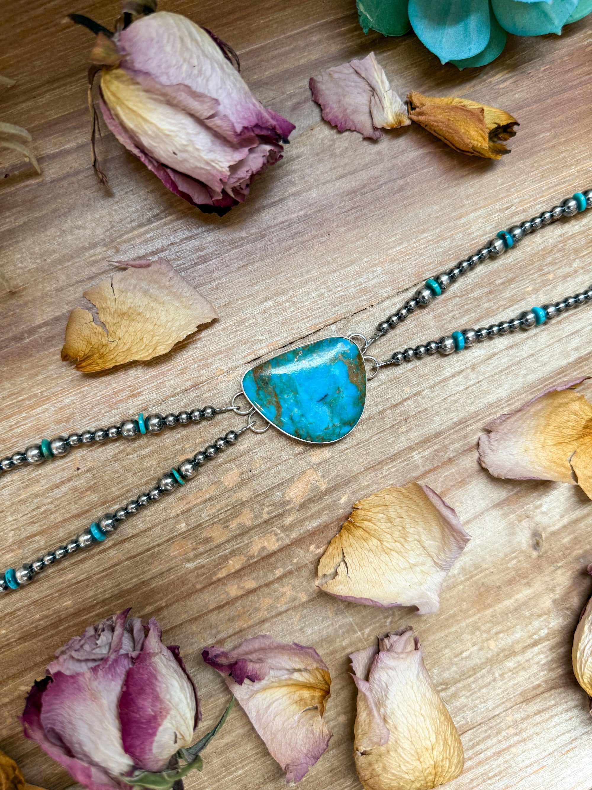 Sterling Silver &amp; Turquoise Choker – 13” + Extender – Handmade In-House by The Bijoux FAB
