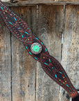 Dark Oil Hand Painted Antique Silver Turquoise Browband/One Ear and  Breastcollar Tack Set 