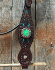 Dark Oil Hand Painted Antique Silver Turquoise Browband/One Ear and  Breastcollar Tack Set 