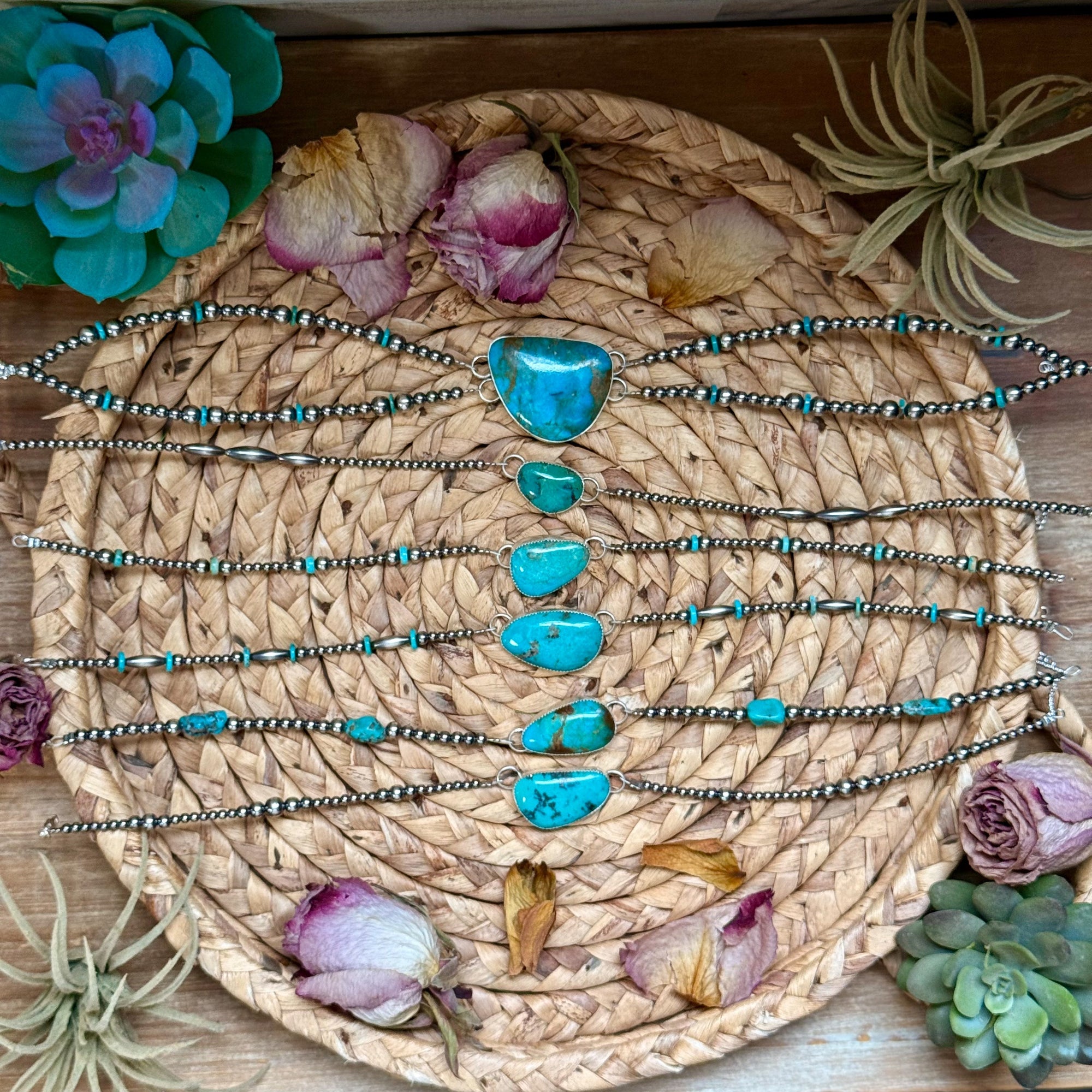 Sterling Silver &amp; Turquoise Choker – 13” + Extender – Handmade In-House by The Bijoux FAB