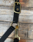 Black Nylon Halter with Cowhide Leather Noseband