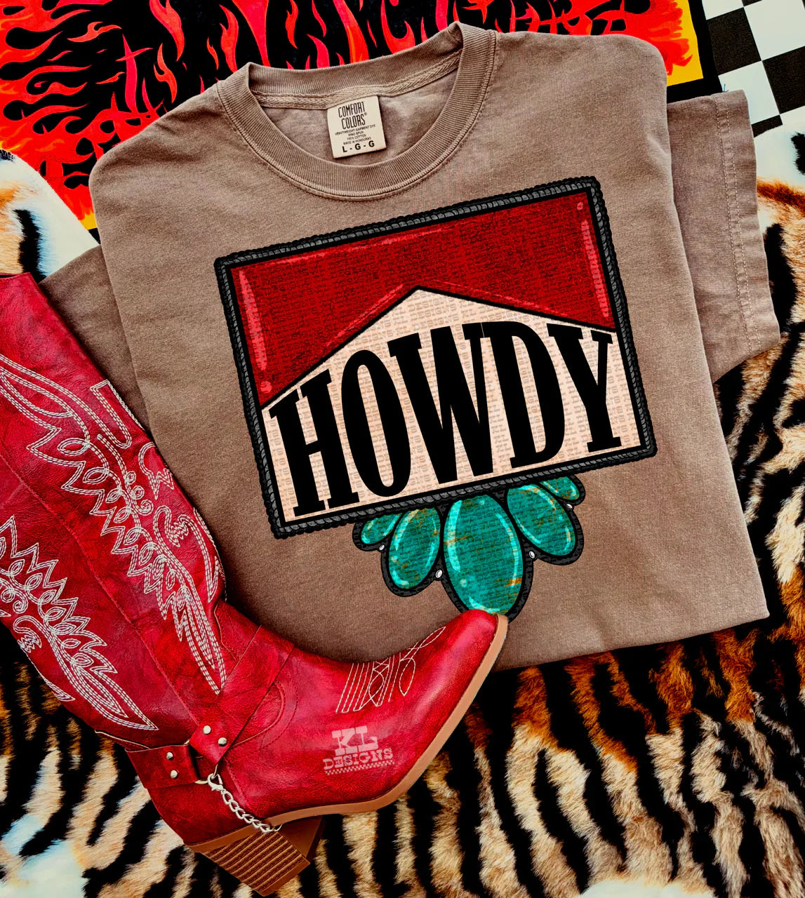 Howdy RED &amp; TURQUOISE tee or sweatshirt