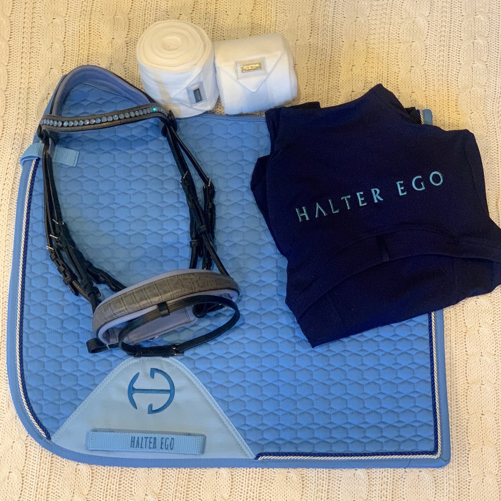 European Cotton Dressage Saddle Pad - Sky Blue