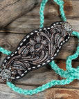 Bronc Noseband Mule Tape Halter with Copper Clear Conchos 